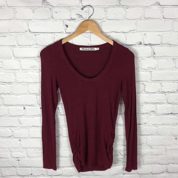 Michael Stars Tops - Michael Stars Maroon Runched Long Sleeve sz OS